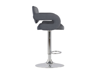 Dark grey bar stools with arms, set of 2, featuring cushioned seats and sleek metal legs for modern kitchen or bar areas.