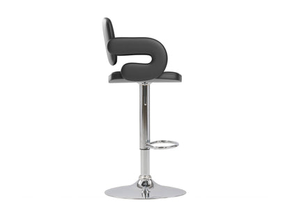 Black bar stools with arms, set of 2, featuring cushioned seats, sleek metal legs, and a modern design.