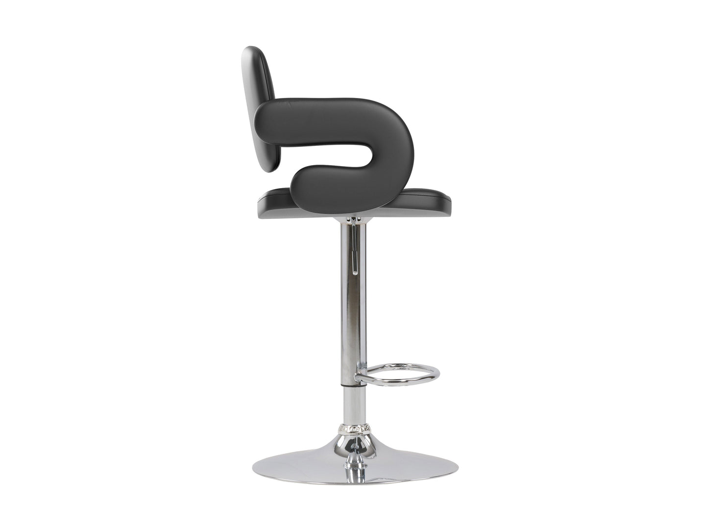 Black bar stools with arms, set of 2, featuring sleek black metal legs and cushioned seats for modern kitchen or bar.