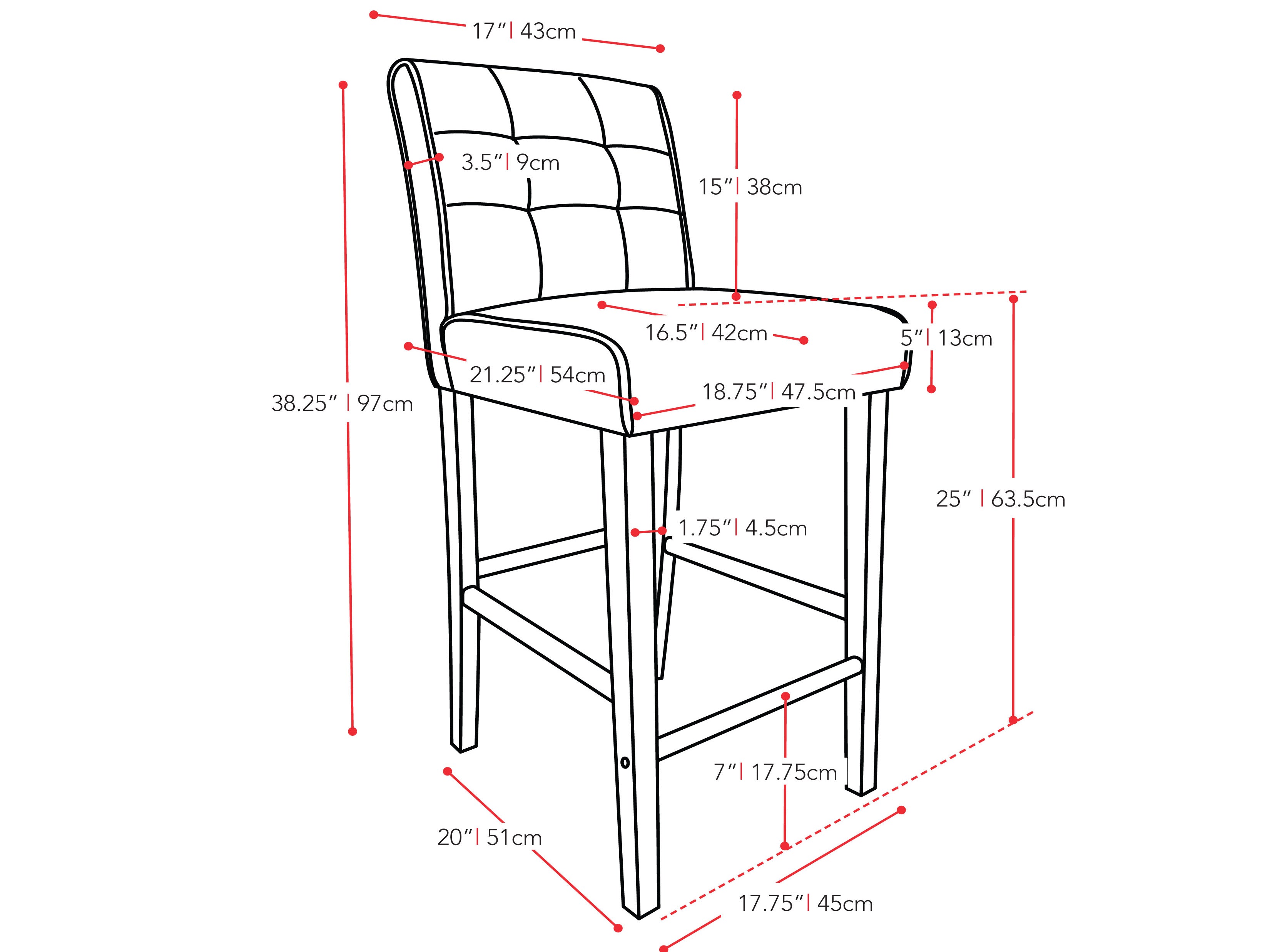 Cream counter height bar stool with cushioned seat, wooden legs, and a modern minimalist design.