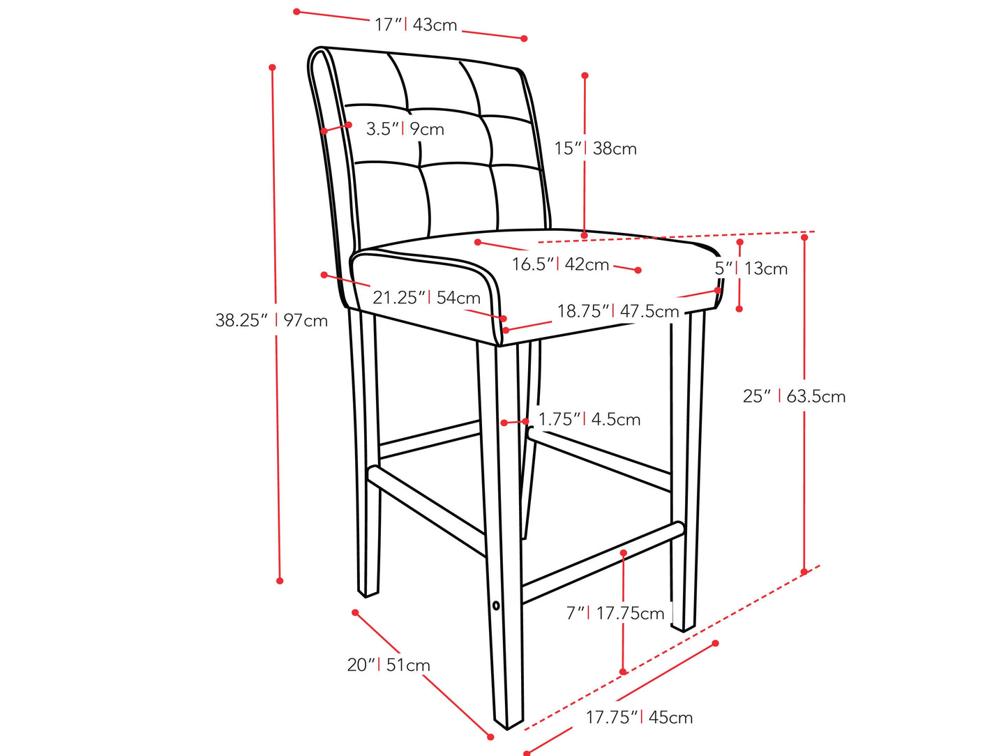 Cream counter height bar stool with cushioned seat, wooden legs, and a modern minimalist design.