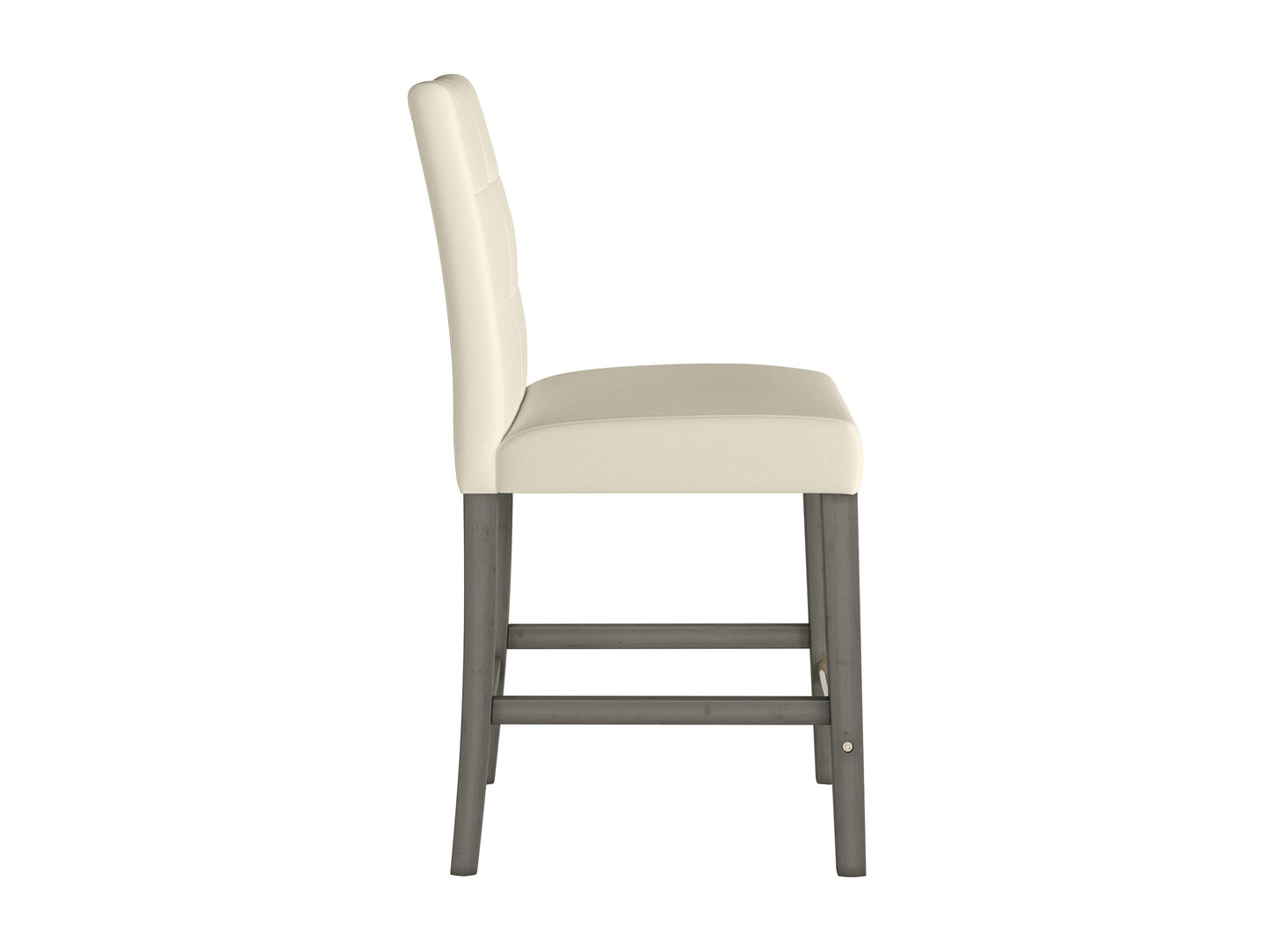 Warm white vegan leather counter height stool with sleek black metal legs and minimalist design.