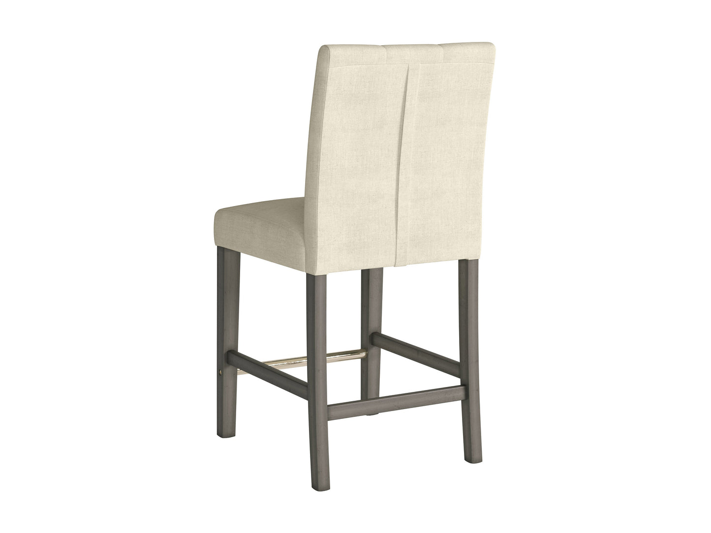 Warm white vegan leather bar stool with sleek black metal legs and modern design.