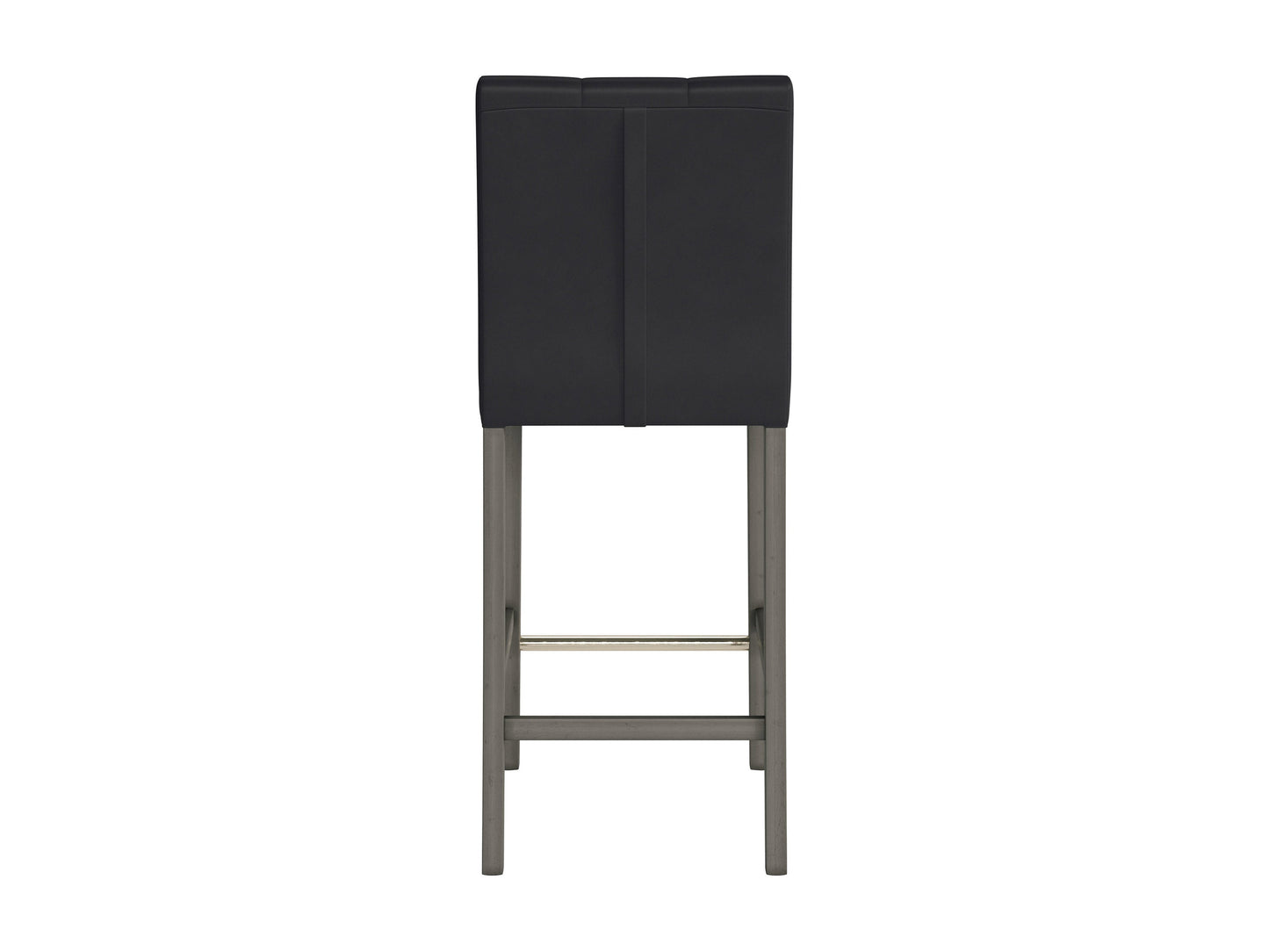 Black vegan leather bar stool with sleek metal legs and padded seat, perfect for modern kitchen islands or home bars.