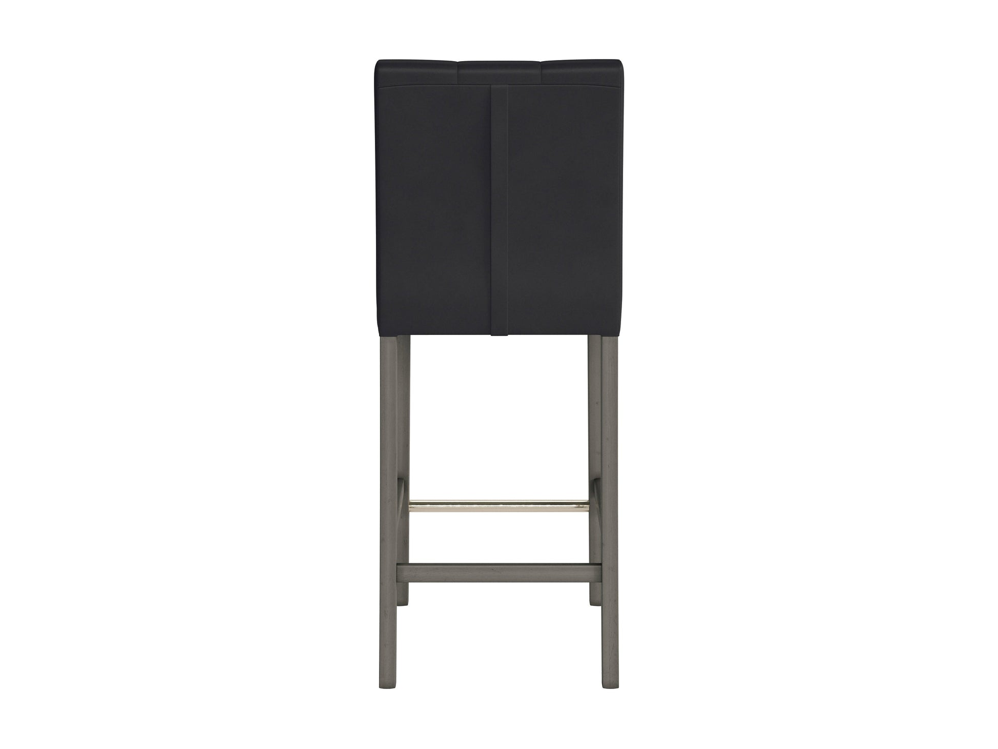 Black vegan leather bar stool with sleek metal legs and padded seat, perfect for modern kitchen islands or home bars.