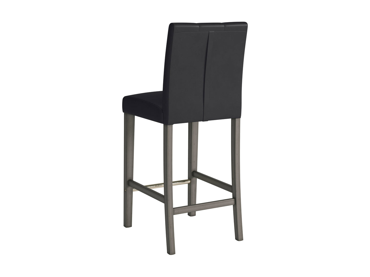 Black vegan leather bar stool with sleek metal legs and cushioned seat, perfect for modern bar or kitchen counter.