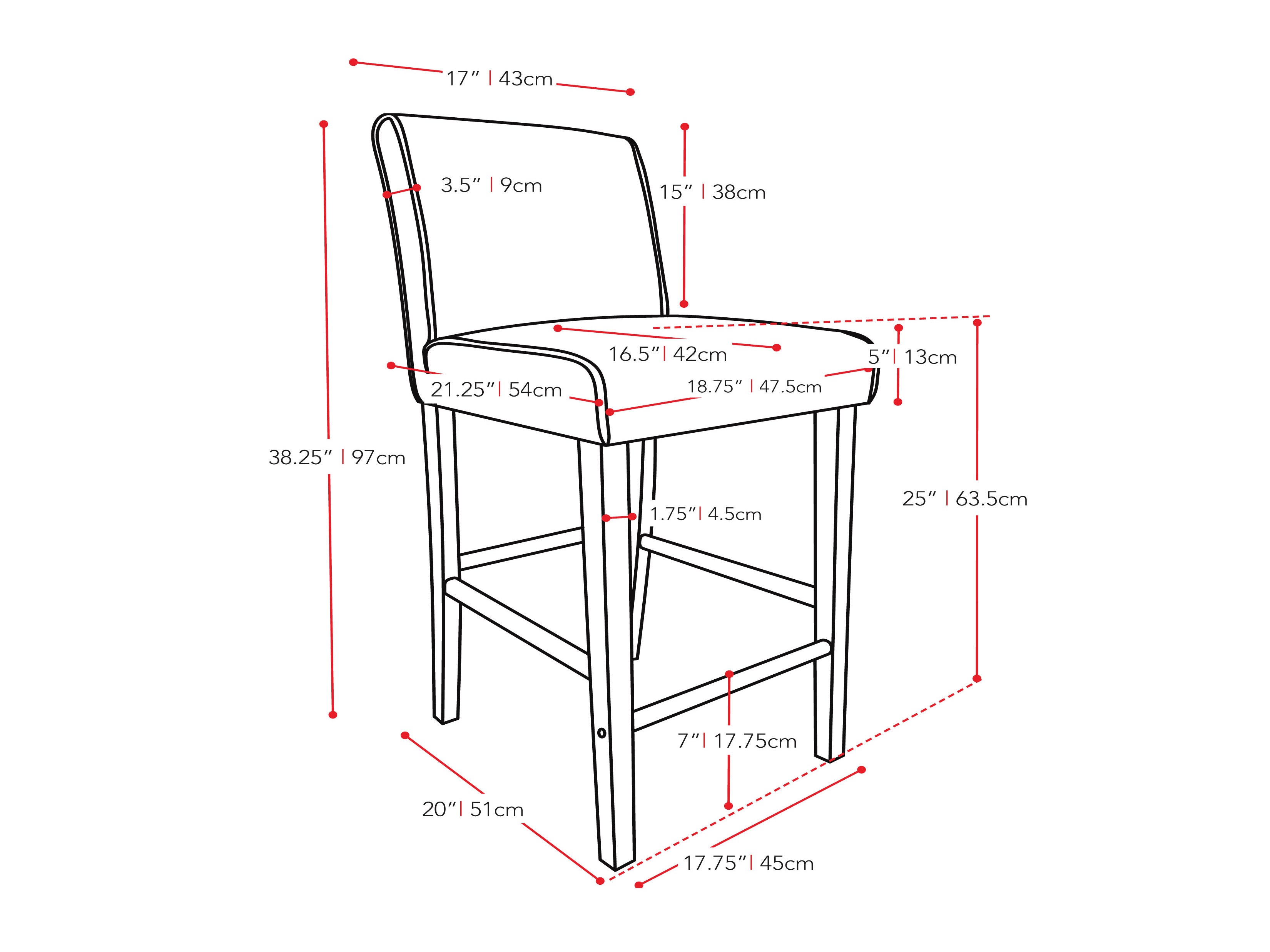 White wooden bar stool, counter height, with a minimalist design and sturdy construction.