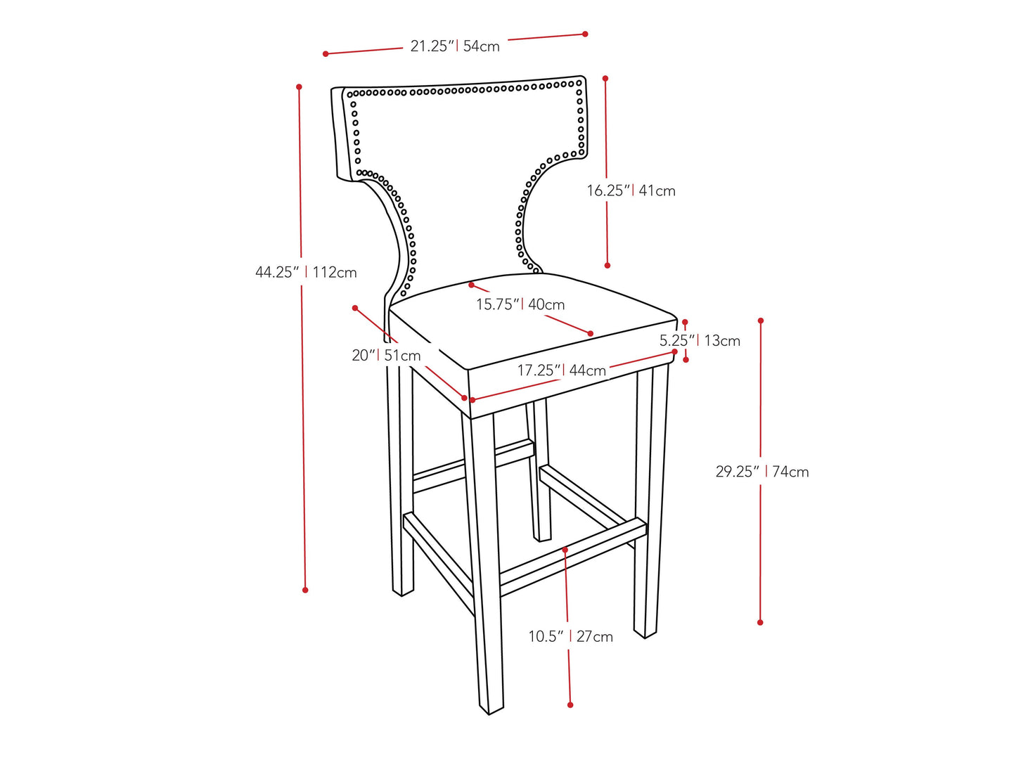 Black bar height bar stools set of 2 with cushioned seats, sleek metal frame, and footrest.