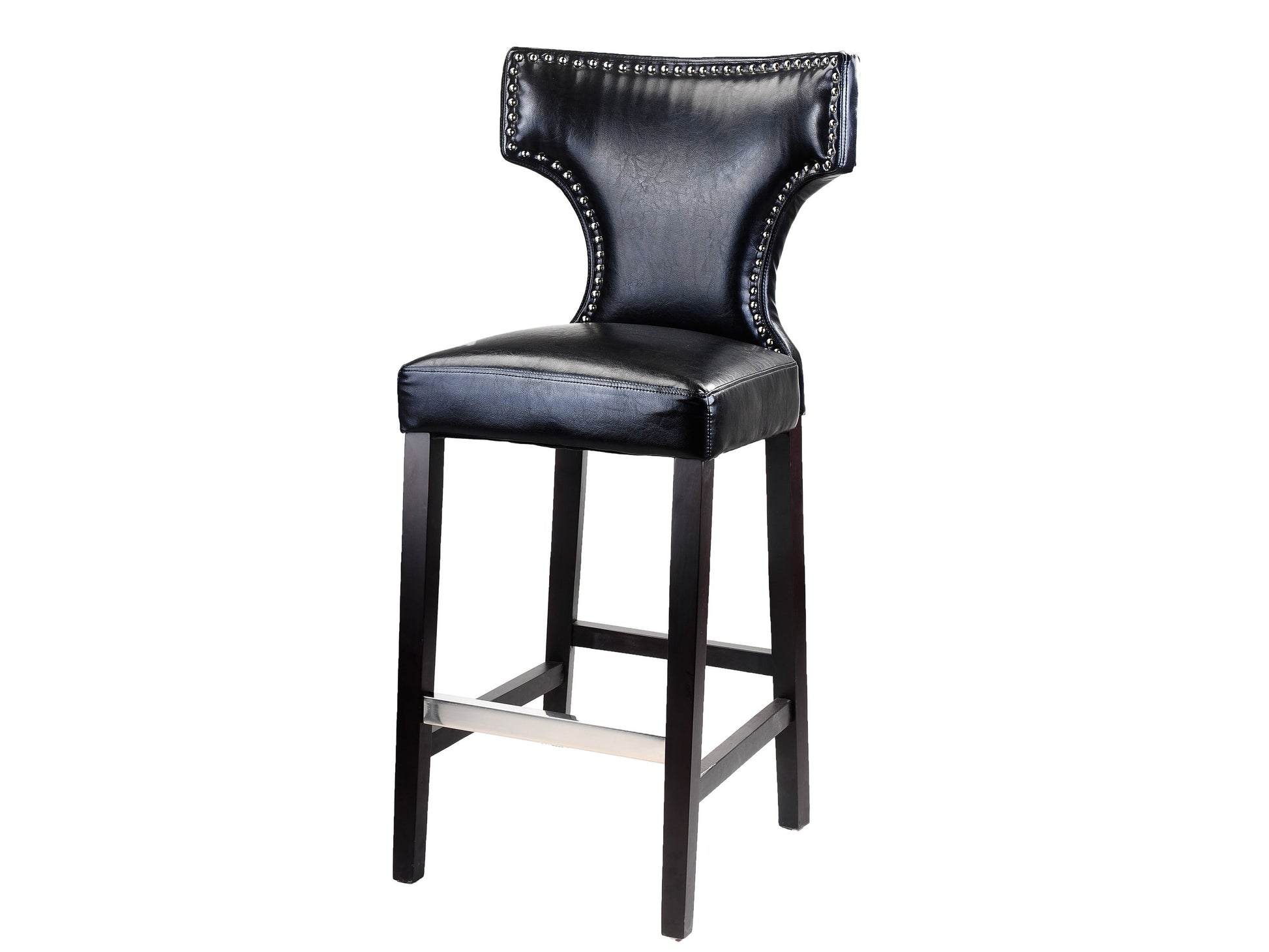 Black bar height bar stools set of 2, sleek metal frame, padded seat, modern design, perfect for kitchen or home bar.