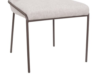 Light grey high back upholstered dining chairs, set of 2, with wooden legs and modern design.