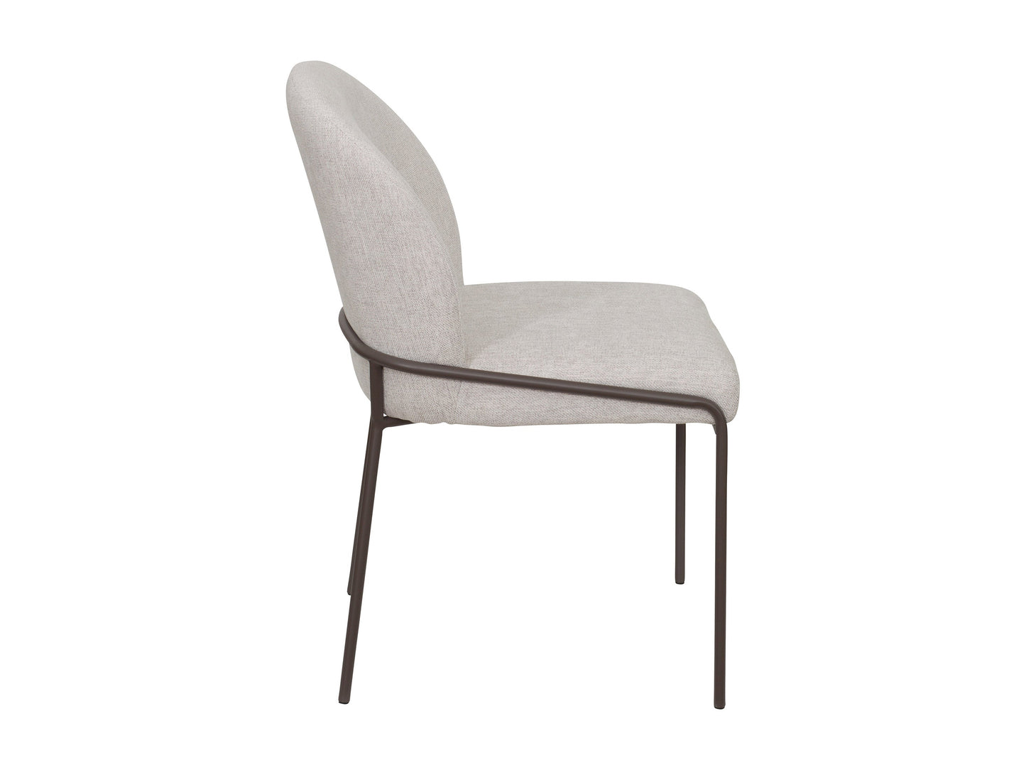 Light grey high back upholstered dining chairs, set of 2, with padded seats and wooden legs, modern dining room furniture.