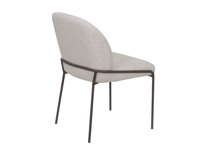 Light grey high back upholstered dining chairs, set of 2, with wooden legs and a modern design.