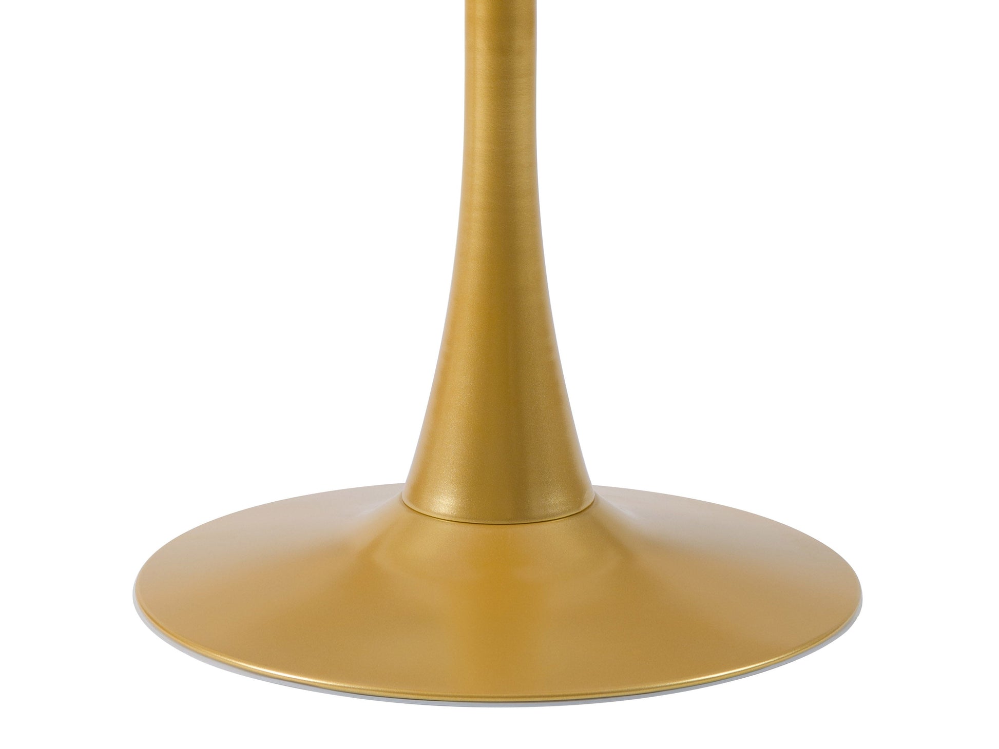 Round bistro table with grey marble top and gold pedestal base, 28-inch dining table, elegant and modern design.