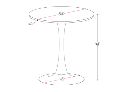 Round bistro table 28 inches with grey marble top and gold legs, elegant dining table for modern interiors