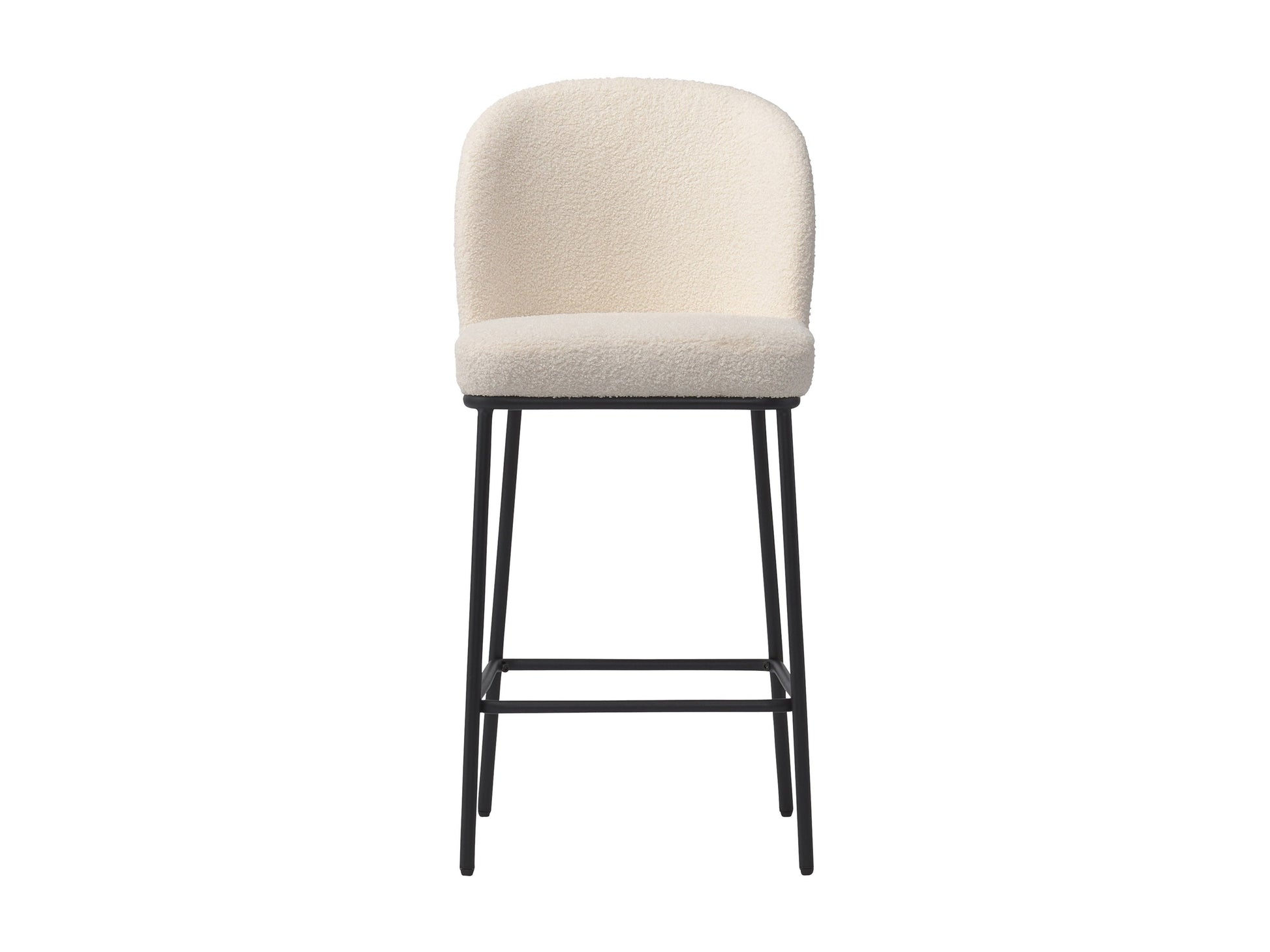 White boucle bar stools with gold metal legs, set of 2, luxury seating for modern kitchens and home bars.