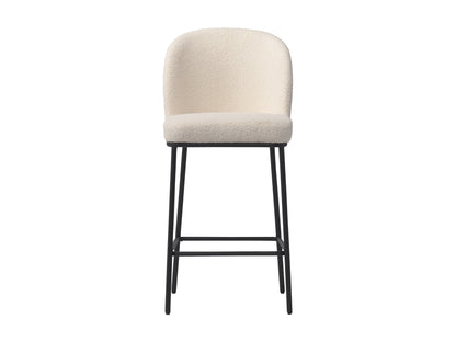 White boucle bar stools with gold metal legs, set of 2, luxury seating for modern kitchens and home bars.