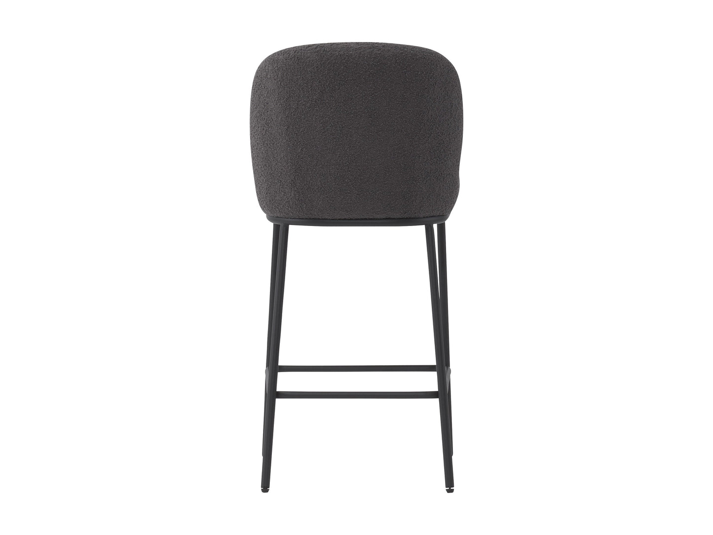 Grey boucle bar stools set, luxury design with gold metal legs and curved backrest, perfect for modern kitchens and bars.