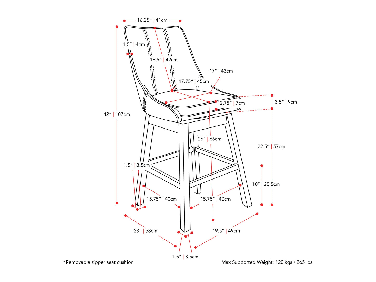 Dark grey modern bar stools with cushioned seats, metal legs, and sleek design for contemporary kitchens or bars.