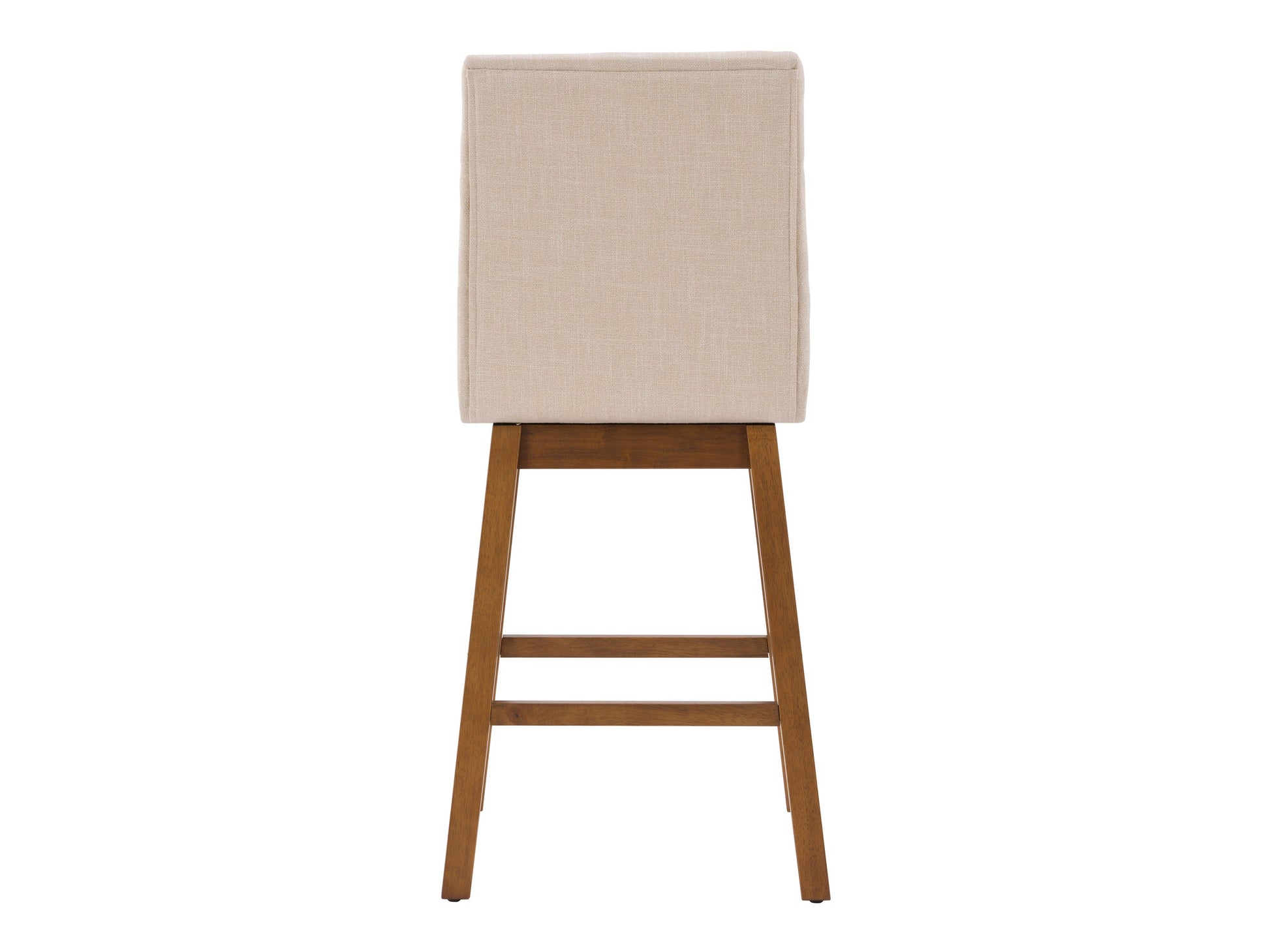 Beige channel tufted bar stool with gold metal legs, modern design, and plush fabric upholstery