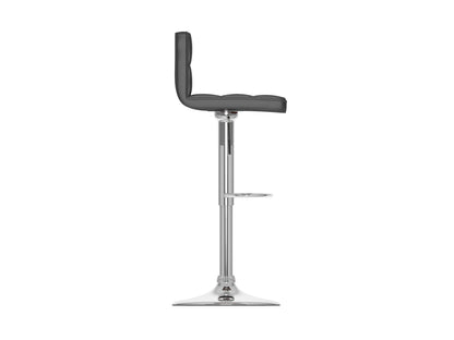 Black swivel bar stools, set of 2 with padded seats, chrome footrests, and adjustable height for modern kitchens.