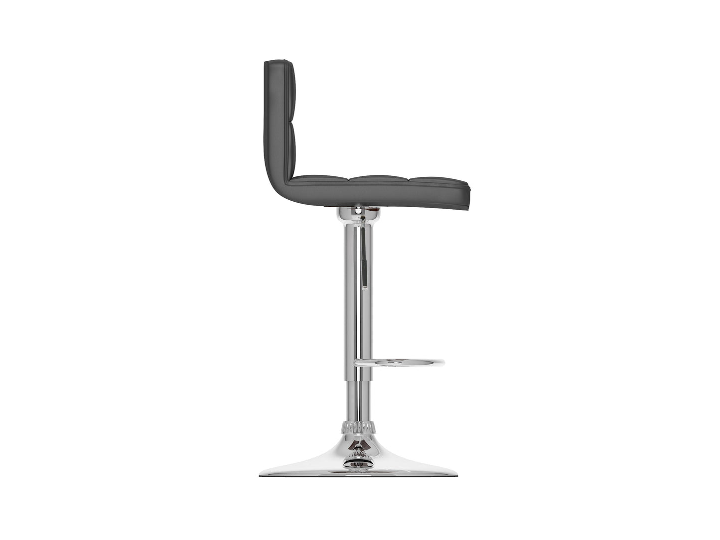 Black swivel bar stools set of 2 with cushioned seats, chrome footrest, and adjustable height for modern kitchens and bars.