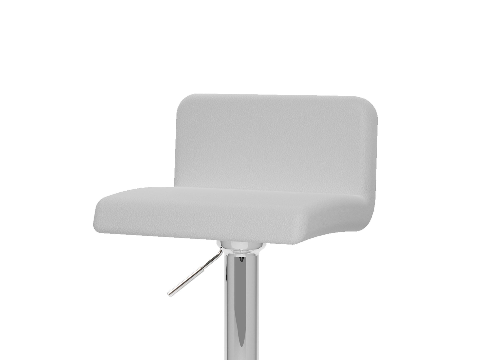 White low back bar stools, set of 2, with cushioned seats and sleek chrome legs, perfect for modern kitchens or bars.