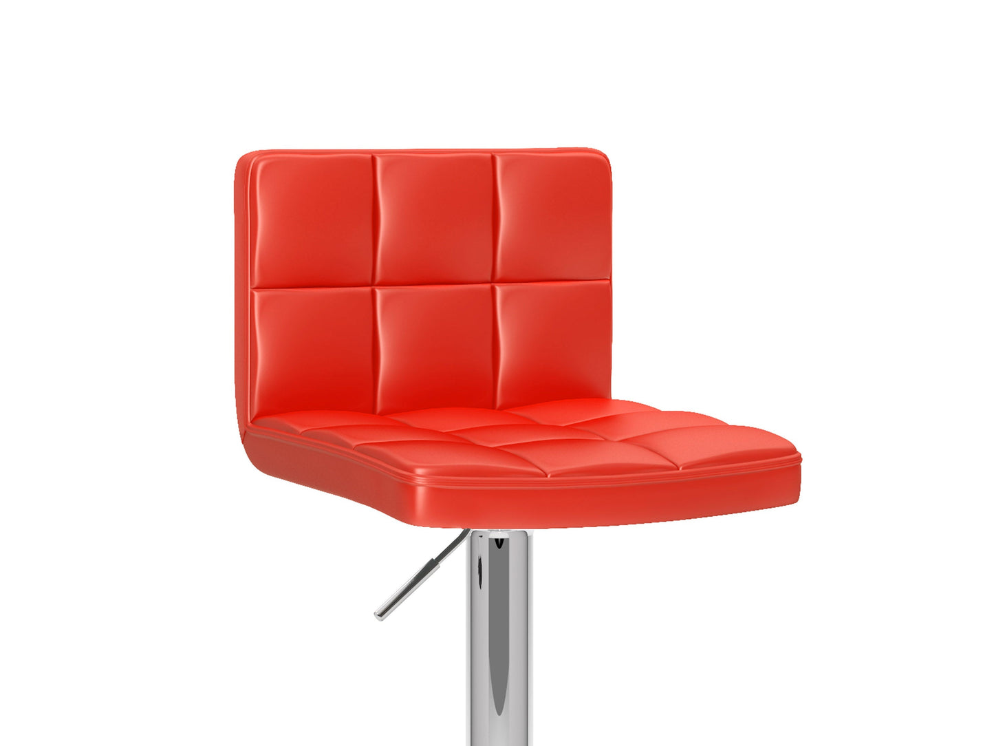 Red swivel bar stools set of 2 with cushioned seats, chrome base, and adjustable height for modern kitchen or bar.