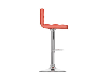 Red swivel bar stools set of 2 with cushioned seats, chrome base, and adjustable height for kitchen or bar area.