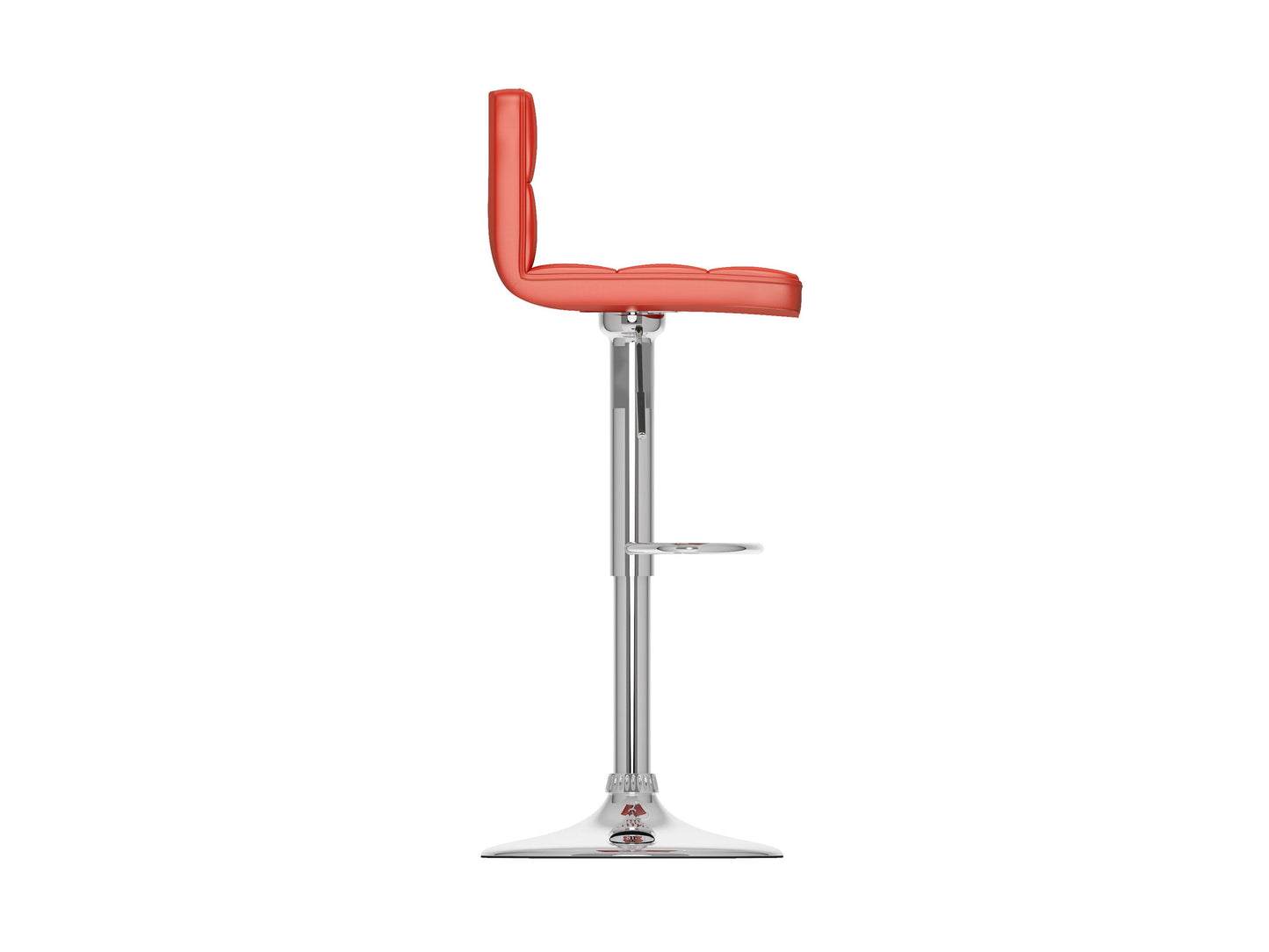 Red swivel bar stools set of 2, with cushioned seats, chrome footrests, and adjustable height for modern kitchen or bar.