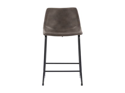 Grey metal bar stools, set of 2, with cushioned seats and sleek design for modern kitchens or home bars.