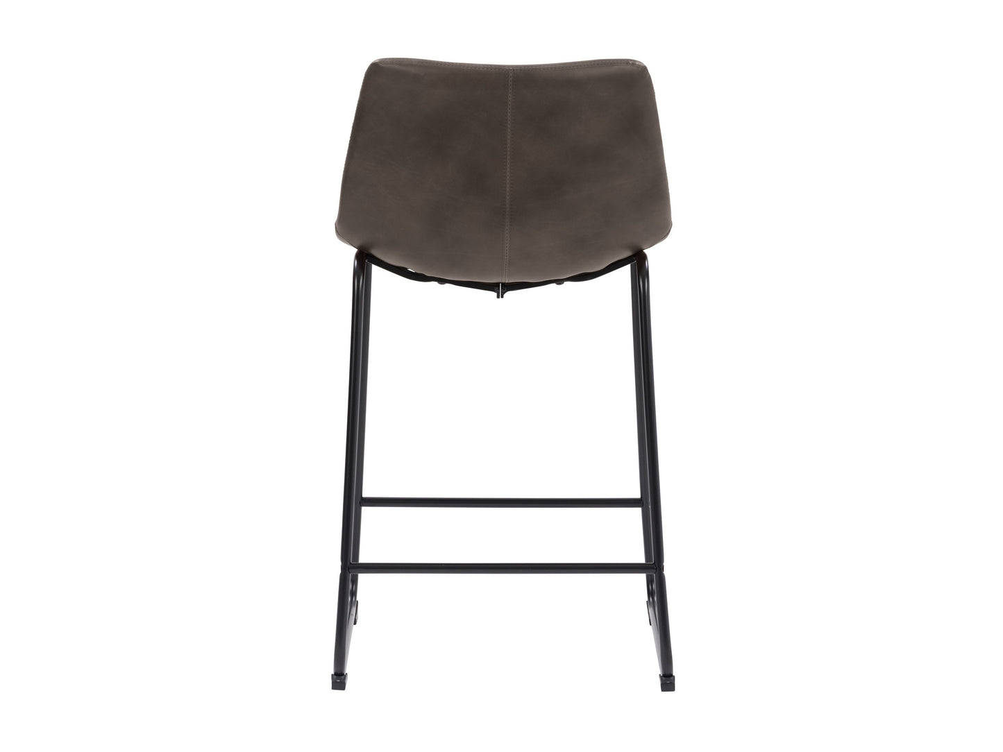 Grey metal bar stools set of 2 with padded seats, sleek design, and sturdy construction.