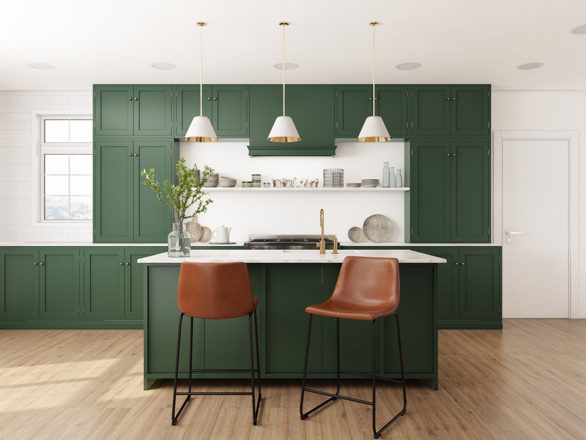 Brown metal bar stools, set of 2, with wooden seats and backrests, industrial style, suitable for kitchen or bar areas.