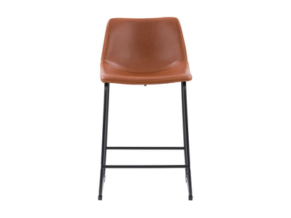 Brown metal bar stools, set of 2, with wooden seats and industrial design.