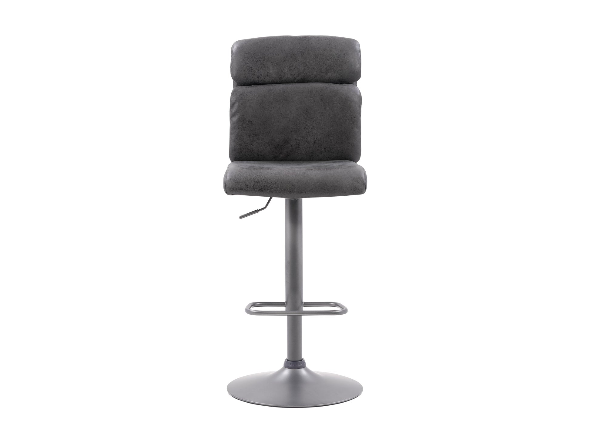 Black swivel bar stools set of 2 with padded seats, sleek metal frames, and footrests for modern kitchen or bar area.