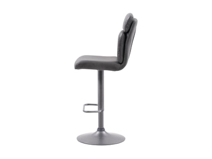 Black swivel bar stools set of 2 with cushioned seats, sleek design, and chrome footrests.