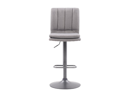 Grey swivel bar stools, set of 2, with cushioned seats, wooden legs, and a modern design.