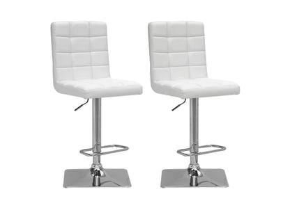 White high back bar stools, set of 2, with cushioned seats and sleek metal legs, perfect for modern kitchen or bar areas.