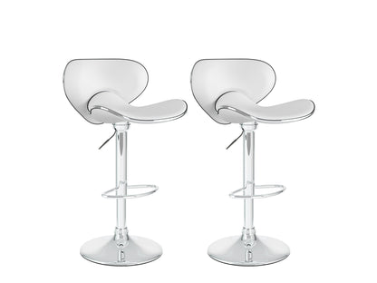 White bar stools with backs, set of 2, featuring sleek metal legs and cushioned seats, perfect for modern kitchens or bars.