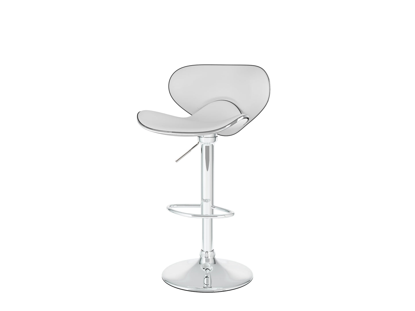 White bar stools with backs, set of 2 - modern design, cushioned seats, and chrome legs.