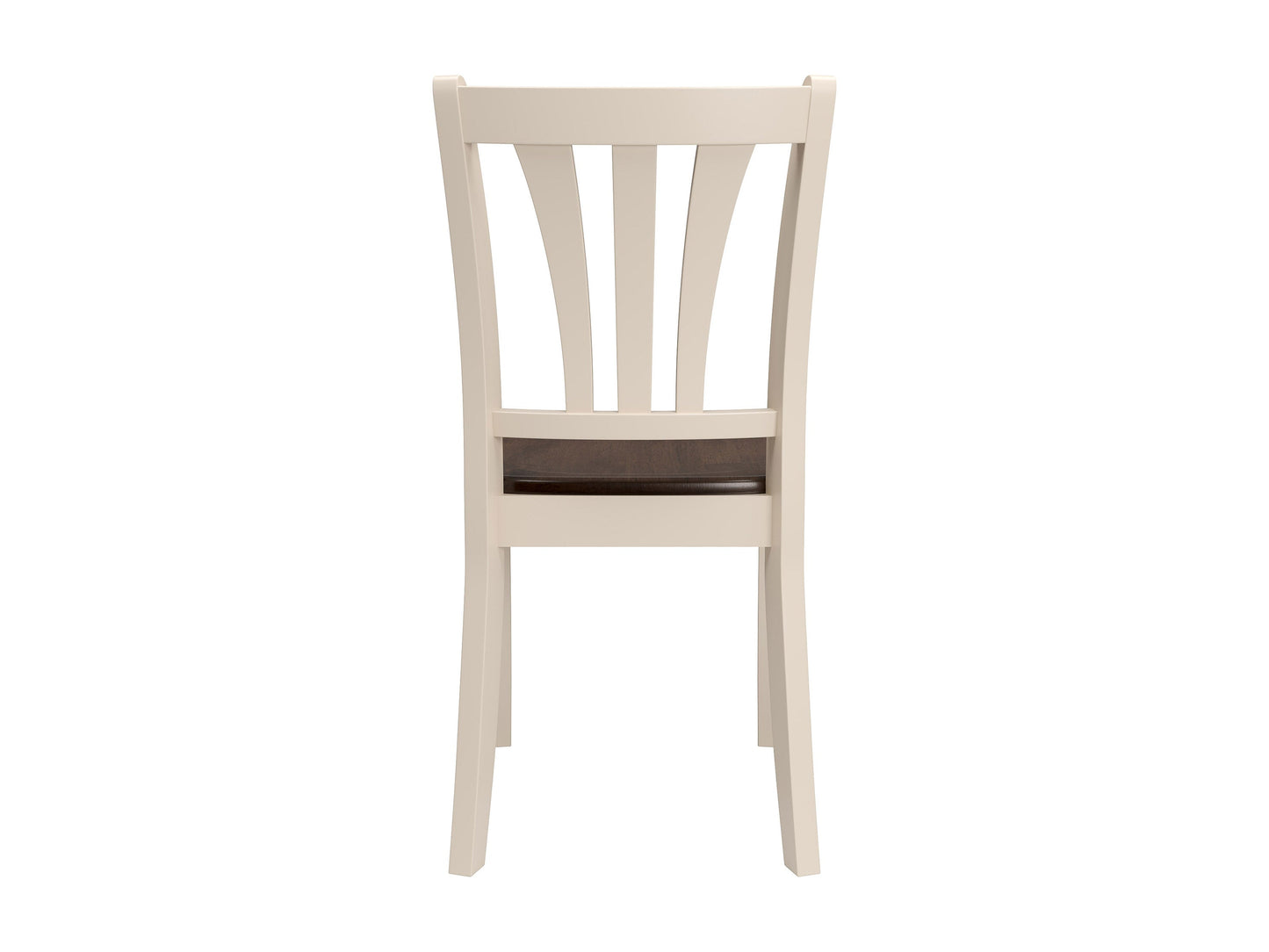 Dark brown solid wood dining chairs with cream cushions, set of 2, featuring a modern design and sturdy construction.