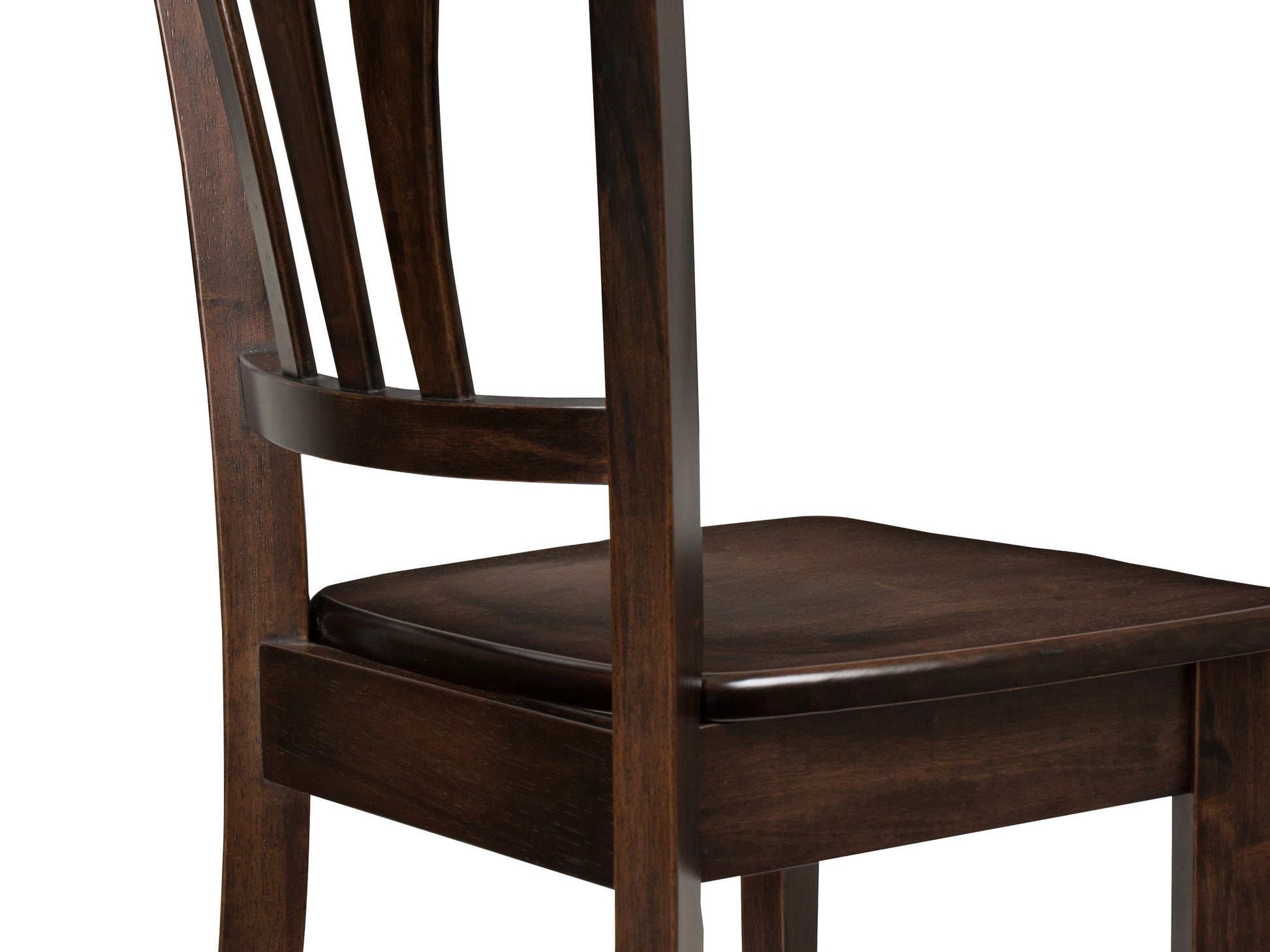 Espresso solid wood dining chairs set of 2 with cushioned seats and elegant backrest design.