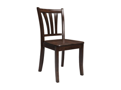 Solid wood dining chairs set of 2, espresso finish, curved backrest, and cushioned seat for dining room.