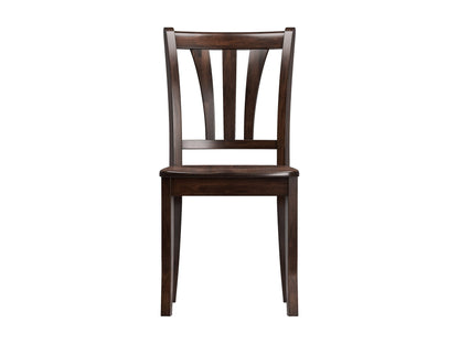 Solid wood dining chairs set, espresso finish, curved backrest, and padded seat for dining room elegance.