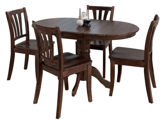 Extendable oval dining set, 5pc - espresso finish, wooden table with matching chairs, elegant and space-saving design.