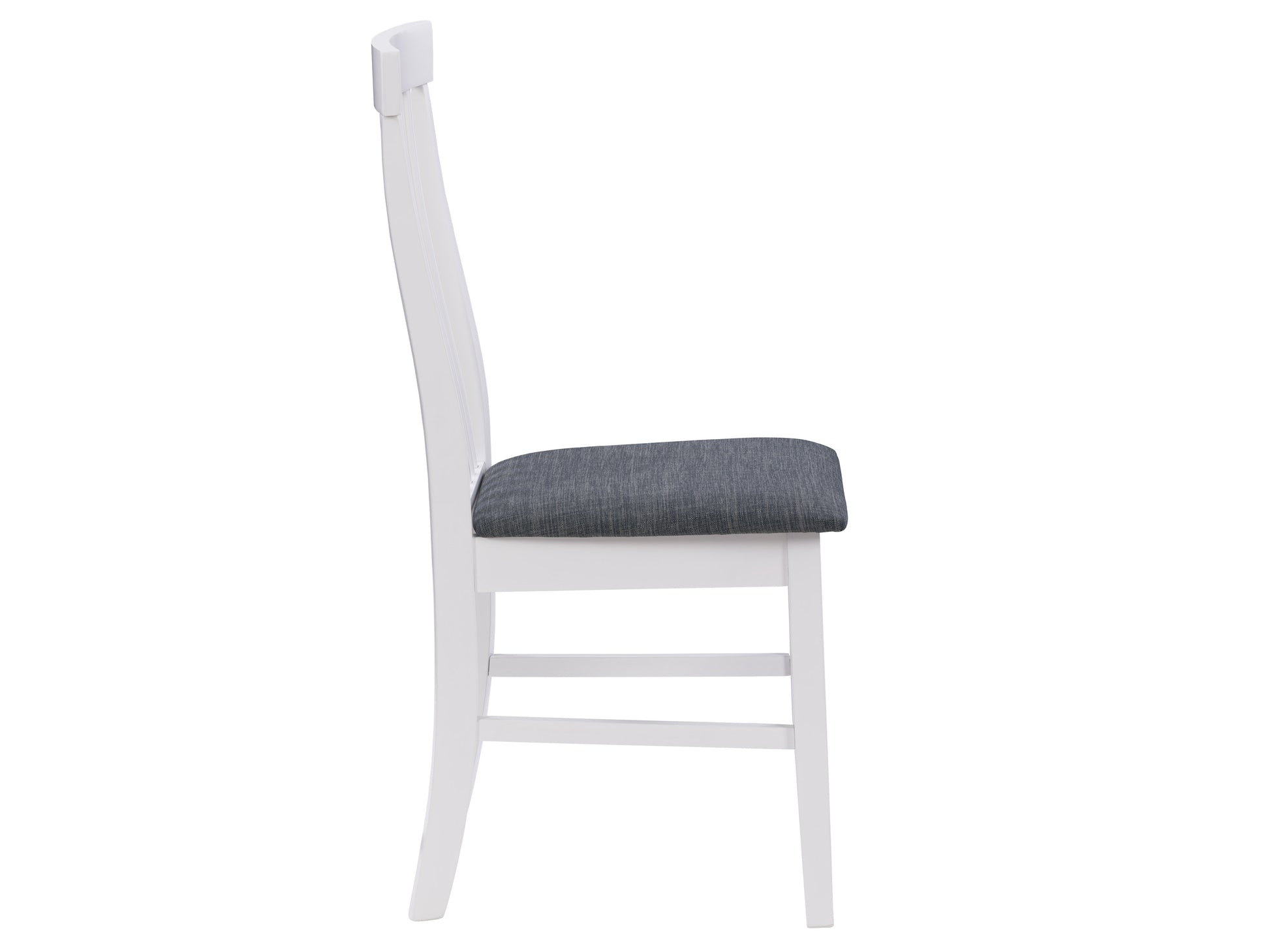 White wooden dining chairs set of 2 with slatted backs, natural wood seats, and sturdy construction, ideal for kitchen or dining room.