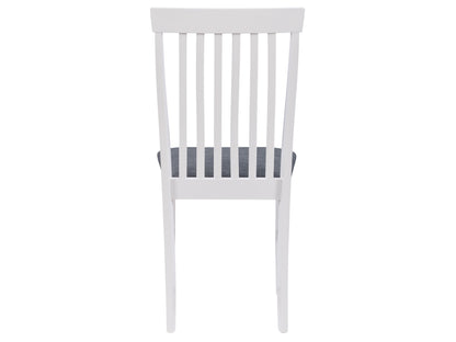 Elegant white wooden dining chairs set of 2 with curved backrests, slatted design, and sturdy legs, perfect for modern or rustic kitchen and dining room decor.