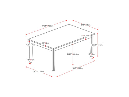 Grey and white modern dining table with sleek metal legs, rectangular wooden top, and minimalist design, perfect for contemporary kitchens and dining rooms.