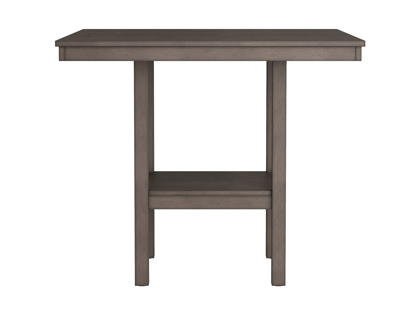 Counter height dining table with a dark wood finish, sleek black metal legs, and a modern, minimalist design perfect for contemporary dining spaces.