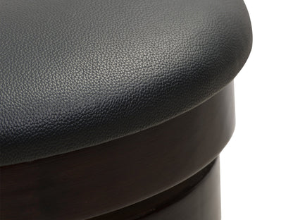 Brown leather counter height bar stools, set of 2, with metal legs and footrests, modern and stylish design.