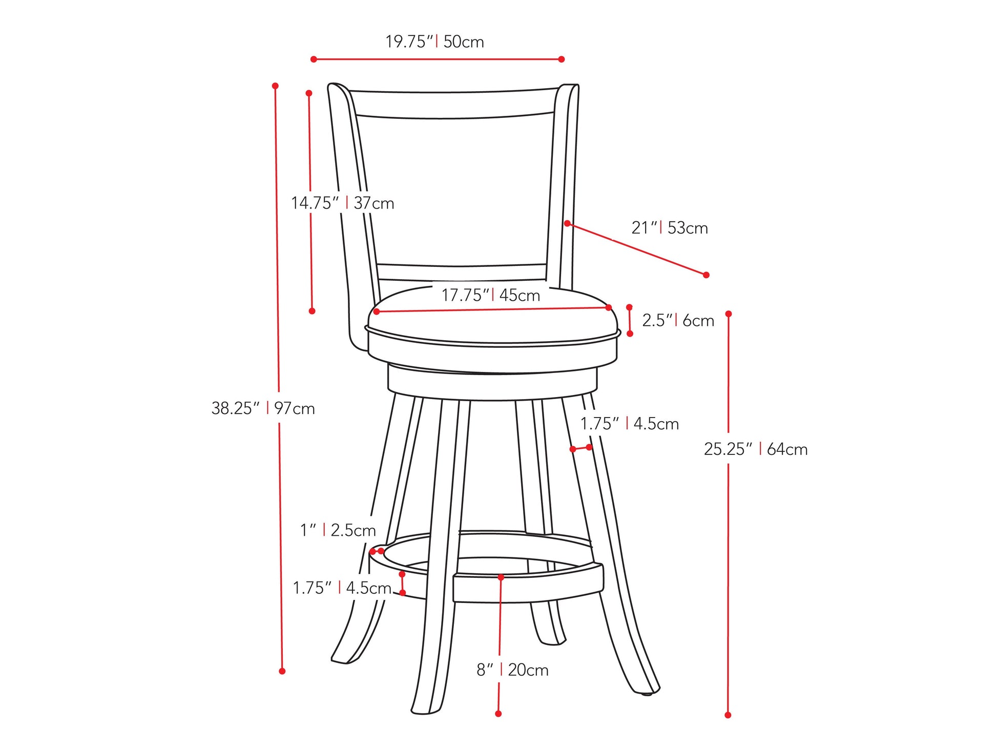 Brown counter height bar stools set with cushioned seats, wooden frames, and footrests, ideal for kitchen islands or bars.